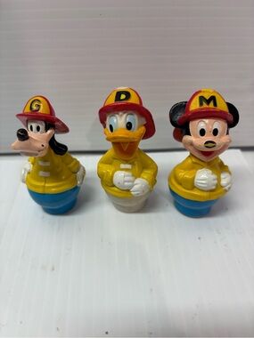 Vintage Disney Mickey Mouse Fireman Firefighter Goofy Donald Duck PVC 1980s